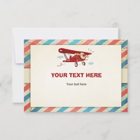 飛行機ベビーシャワー挿入カードアドベンチャートラベル 招待状 (正面)