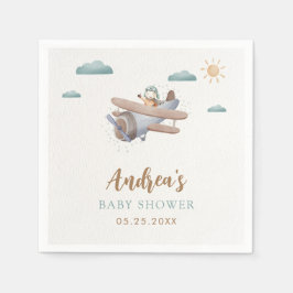 飛行機ベビーシャワー旅行ナプキン スタンダードカクテルナプキン