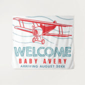 飛行機ベビーシャワー ウェルカムベイビー タペストリー (正面(横))