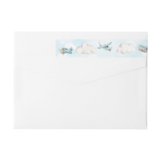 飛行機ボーイバプティスバースデーパーティー差出人住所 ラップアラウンドラベル (裏面)