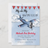 飛行機ボーイバースデーパーティーへの招待 招待状 (正面)