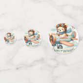 飛行機ボーイベア1歳の誕生日パーティー コンフェッティ (裏面)