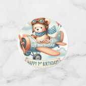 飛行機ボーイベア1歳の誕生日パーティー コンフェッティ (スモール正面)