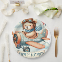 飛行機ボーイベア1歳の誕生日パーティー