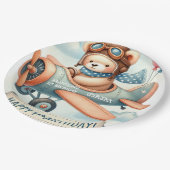 飛行機ボーイベア1歳の誕生日パーティー ペーパープレート (アングル)