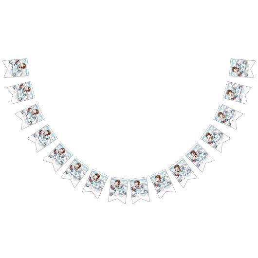 飛行機ボーイ1歳のパーティー バンティングフラッグ (全)