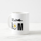 飛行機ママ、花とヴィンテージ飛行機、航空おもしろい機 コーヒーマグカップ (正面左)