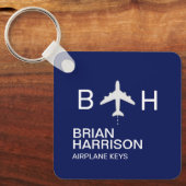 飛行機モダンモノグラム青ロゴ キーホルダー (正面)