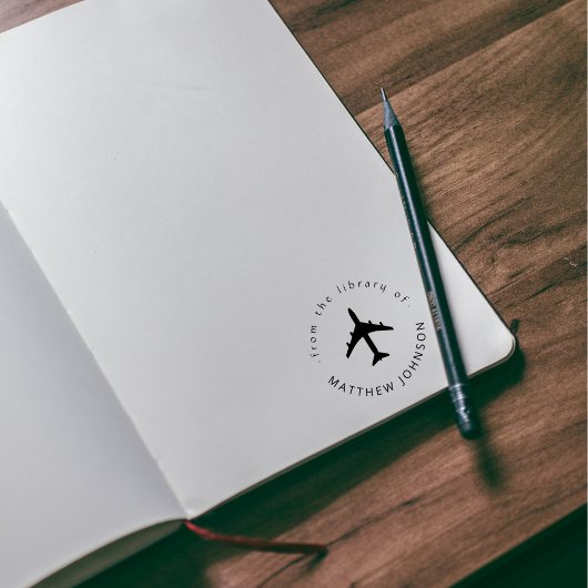 飛行機モダン名前をカスタムする旅行帳 セルフインキングスタンプ