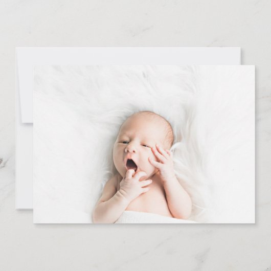 飛行機モダン新着機男の赤ちゃん写真誕生 案内状 (裏面)