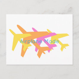 飛行機モードオレンジイエローピンクパイロット旅行 ポストカード