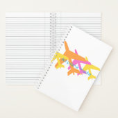 飛行機モードピンクイエローオレンジおもしろい ノートブック (内側)