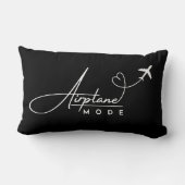 飛行機モード、旅行、ミニマリストスクリプト、航空 ランバークッション (裏面)