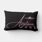 飛行機モード、旅行、ミニマリスト、航空、ピンク ランバークッション (裏面)