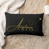 飛行機モード、旅行、ミニマリスト、金ゴールド、航空 ランバークッション (ブランケット)