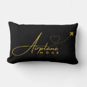 飛行機モード、旅行、ミニマリスト、金ゴールド、航空 ランバークッション (正面)