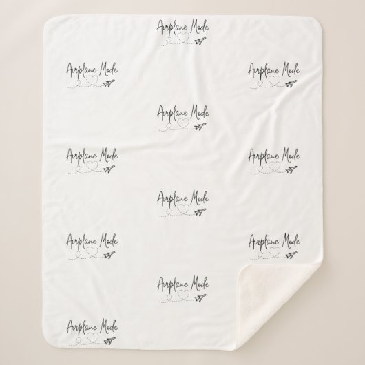 飛行機モード(黒のハート付き) シェルパブランケット (正面)