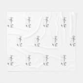 飛行機モード(黒のハート付き) フリースブランケット (正面(横))