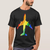 飛行機レインボーフラッグ付き添い人プライド Tシャツ (正面)