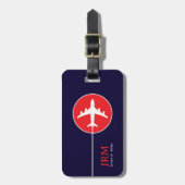 飛行機レッドブルー旅行ジェット荷物タグ ラゲッジタグ (正面縦)
