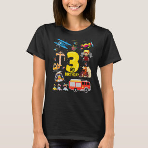 飛行機レースカー建築3年3回目の誕生日 Tシャツ