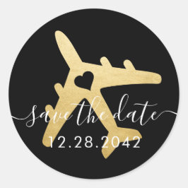 飛行機ロマンチック旅行先日付を保存 ラウンドシール