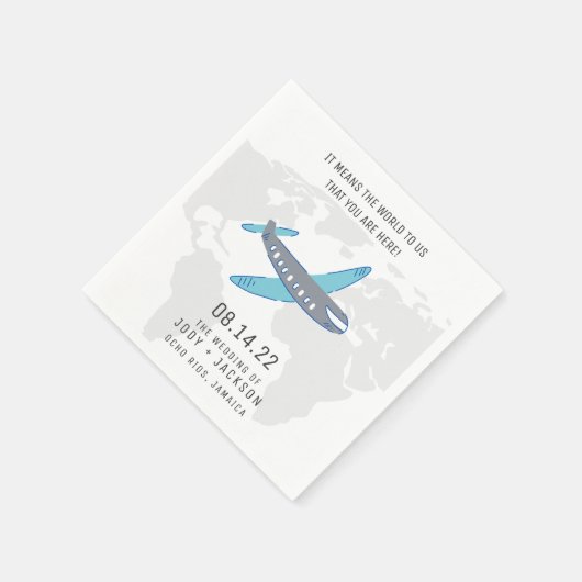 飛行機ワールドマップデスティネーションウェディングナプキン スタンダードカクテルナプキン (角)