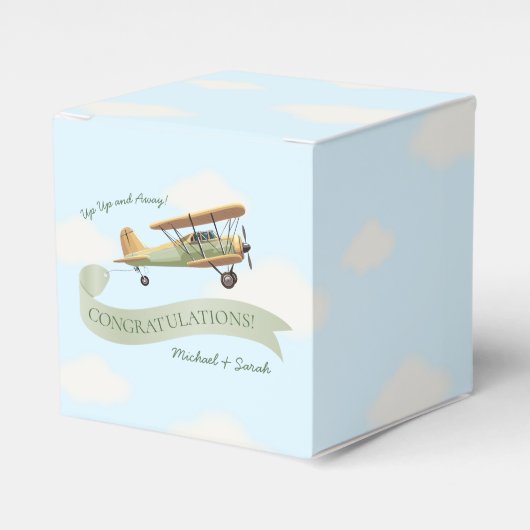 飛行機ヴィンテージベビーシャワー フェイバーボックス (正面サイド)