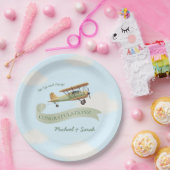 飛行機ヴィンテージベビーシャワー ペーパープレート (パーティー)