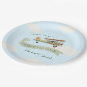飛行機ヴィンテージベビーシャワー ペーパープレート (アングル)