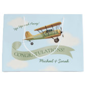 飛行機ヴィンテージベビーシャワー ラージペーパーバッグ (正面)