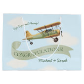 飛行機ヴィンテージベビーシャワー ラージペーパーバッグ (裏面)