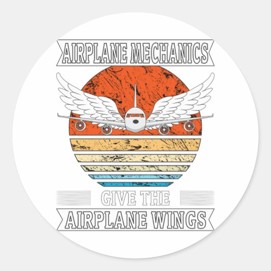 飛行機与え整備士翼 ラウンドシール (正面)