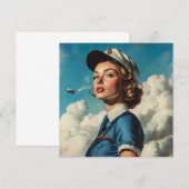 飛行機付き航空便ノートカード (正面/裏面)