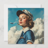 飛行機付き航空便ノートカード (正面)