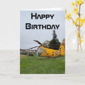 飛行機写真クール航空誕生日 カード (黄色い花)