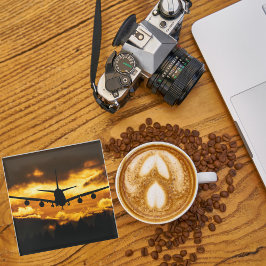 飛行機写真、クールおもしろい航空 ガラスコースター