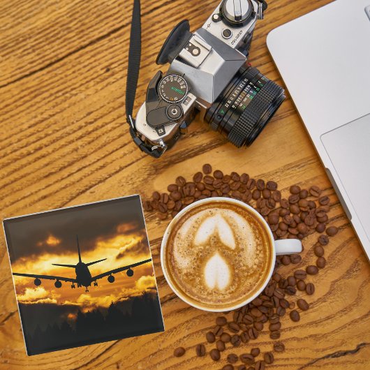 飛行機写真、クールおもしろい航空 ガラスコースター