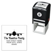 飛行機前方ビュー ファミリー名 返送先住所 セルフインキングスタンプ (インサイチュ)