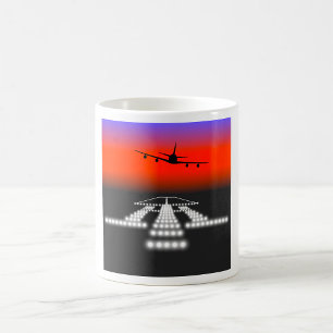 飛行機夜間の着陸 コーヒーマグカップ