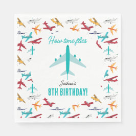 飛行機子供の誕生日パーティータイムフライ スタンダードランチョンナプキン