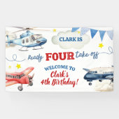 飛行機少年4歳の誕生日大型バナー 横断幕 (横)