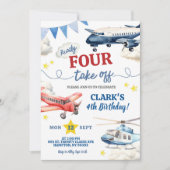 飛行機少年4歳の誕生日  招待状 (正面)