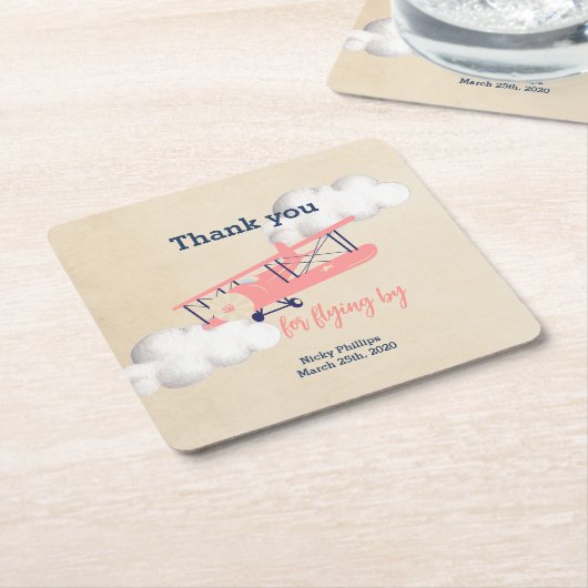 飛行機平方紙コースター スクエアペーパーコースター (アングル)