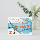 飛行機戦闘機パイロットボーイ誕生日 ポストカード (スタンド正面)