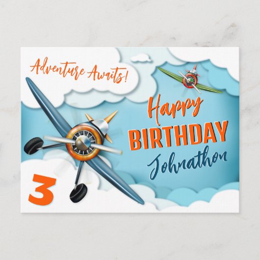 飛行機戦闘機パイロットボーイ誕生日 ポストカード (正面)