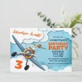 飛行機戦闘機パイロットボーイ誕生日 招待状 (スタンド正面)