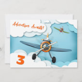 飛行機戦闘機パイロットボーイ誕生日 招待状 (裏面)