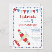 飛行機招待状かわいい飛行機誕生日パーティー 招待状 (正面)