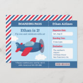 飛行機搭乗パスボーイズ誕生パーティーが招待 招待状 (正面/裏面)